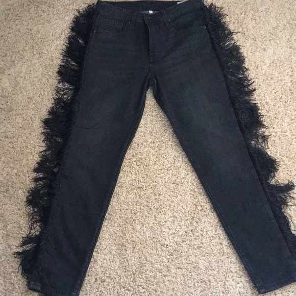jeans with tassels on the side